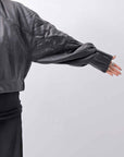 【DANIELE BASTA】 DOLMAN SLEEVE LEATHER SHORT BOMBER JACKET DB1301_BLACK