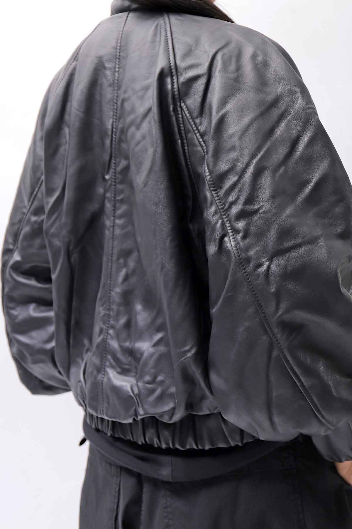 【DANIELE BASTA】 DOLMAN SLEEVE LEATHER SHORT BOMBER JACKET DB1301_BLACK