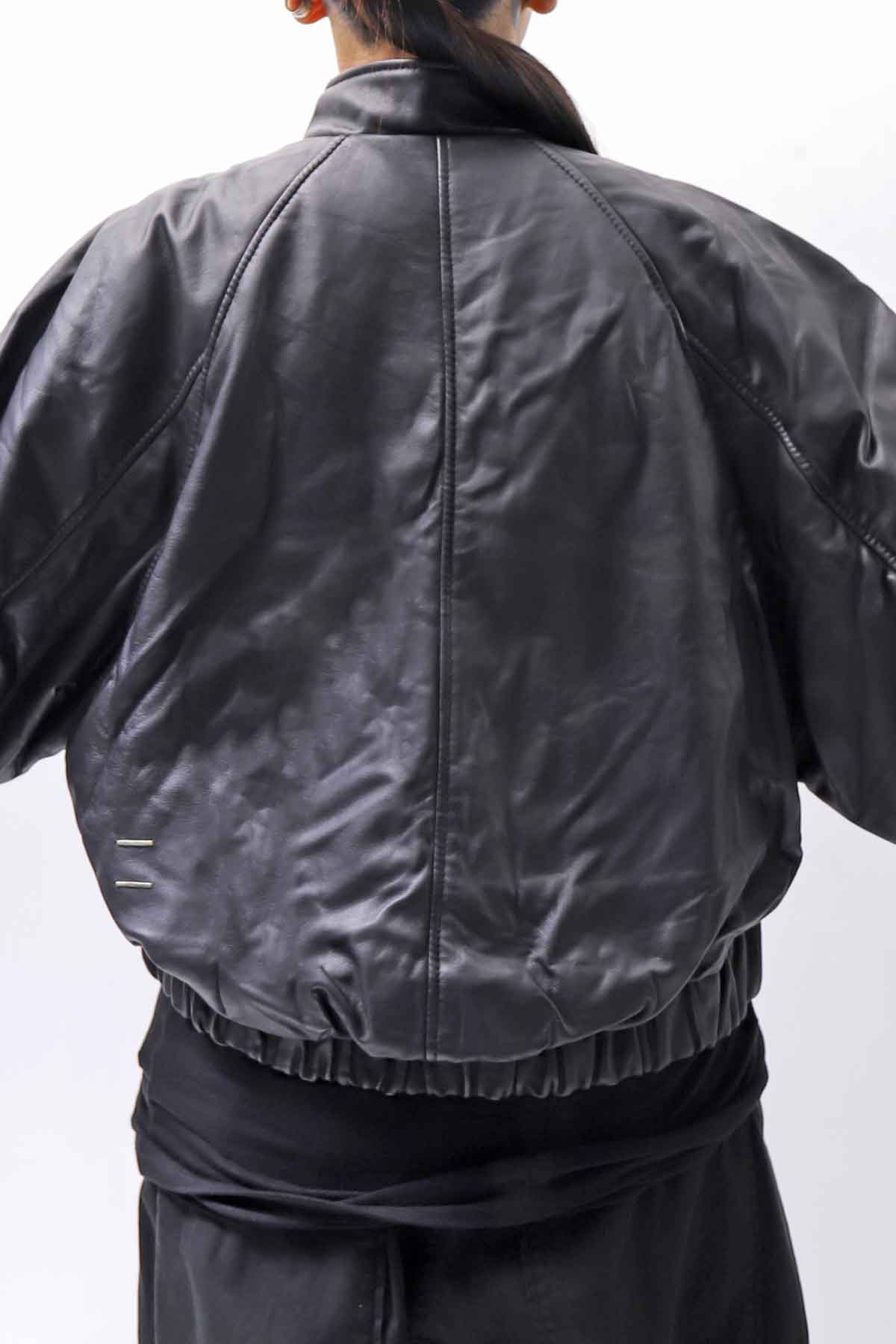 【DANIELE BASTA】 DOLMAN SLEEVE LEATHER SHORT BOMBER JACKET DB1301_BLACK