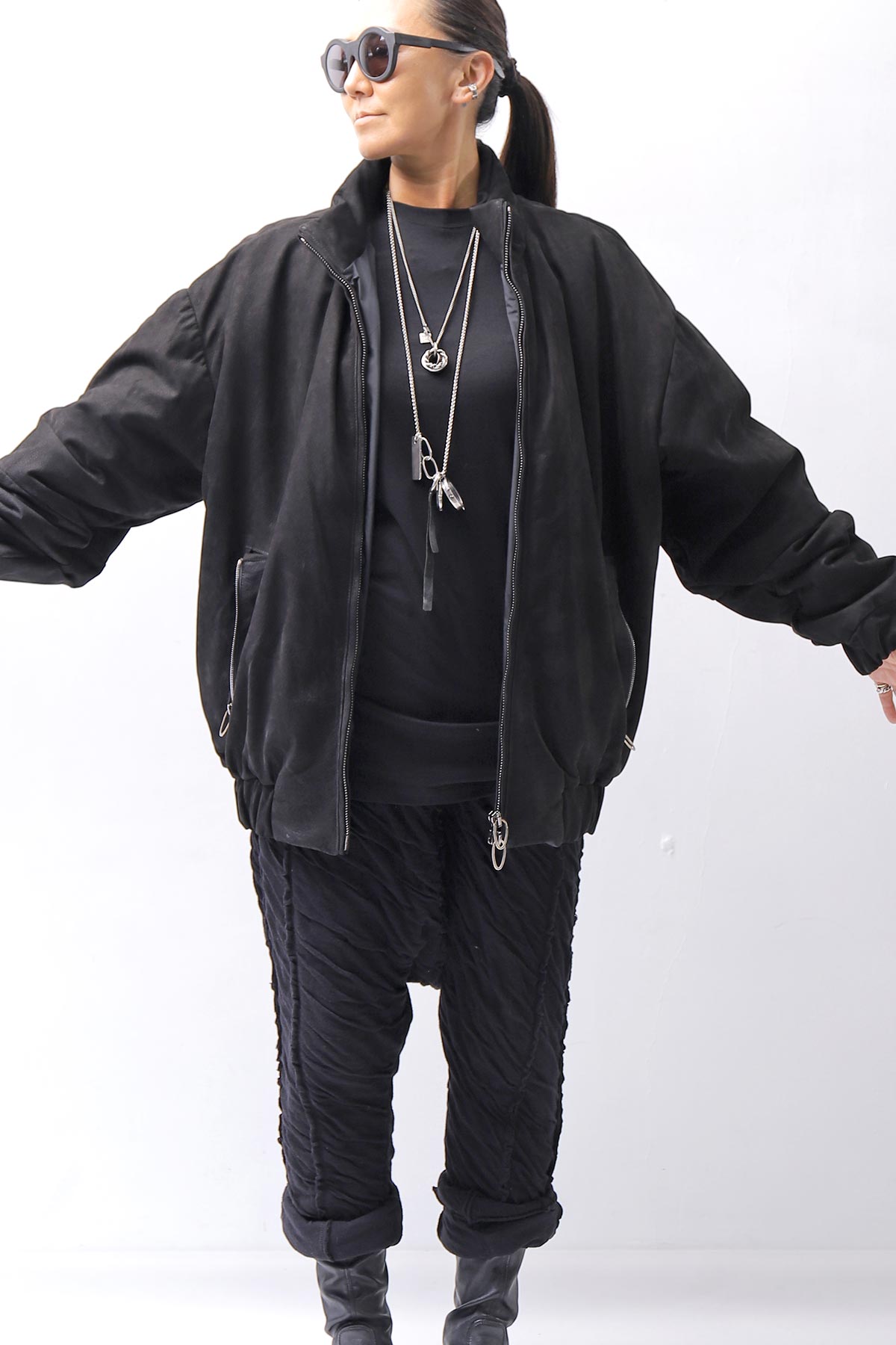 【DANIELE BASTA】 MAT LEATHER BOMBER JACKET DB1298_BLACK