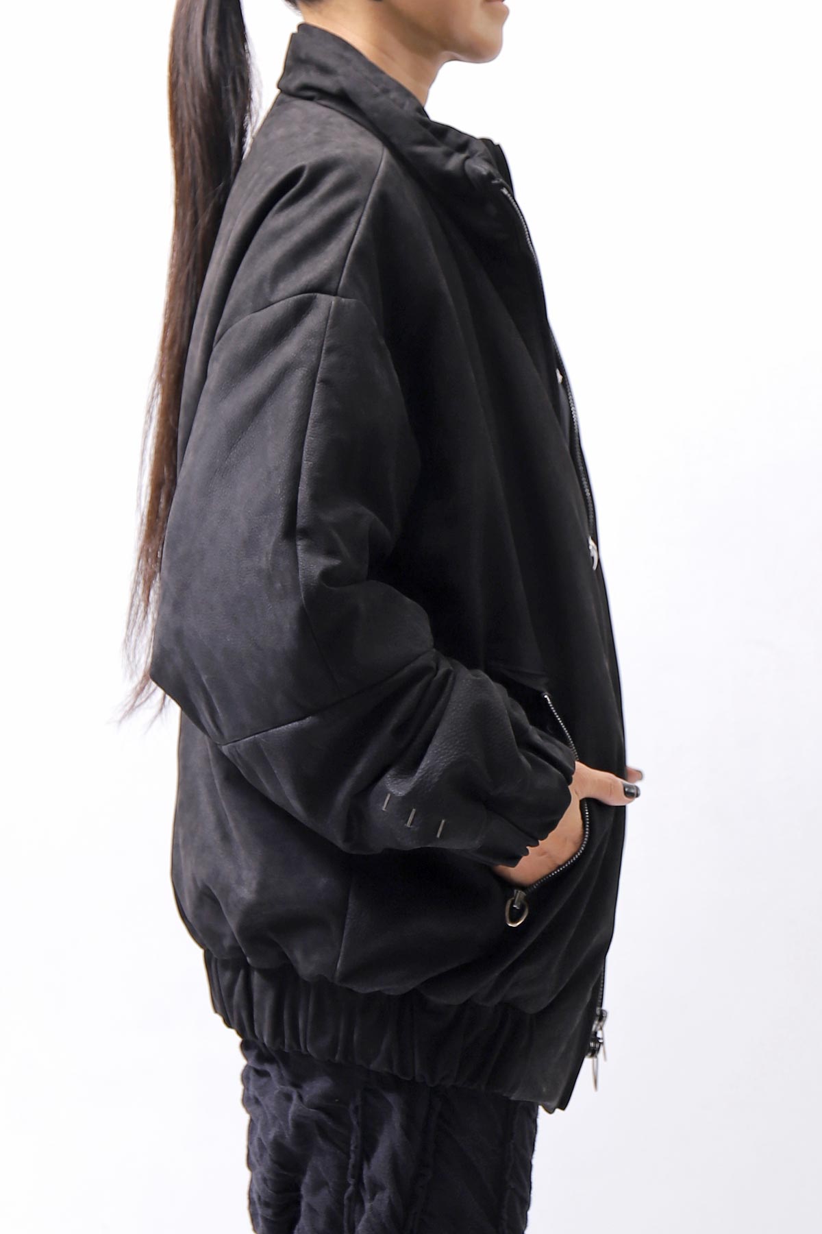 【DANIELE BASTA】 MAT LEATHER BOMBER JACKET DB1298_BLACK