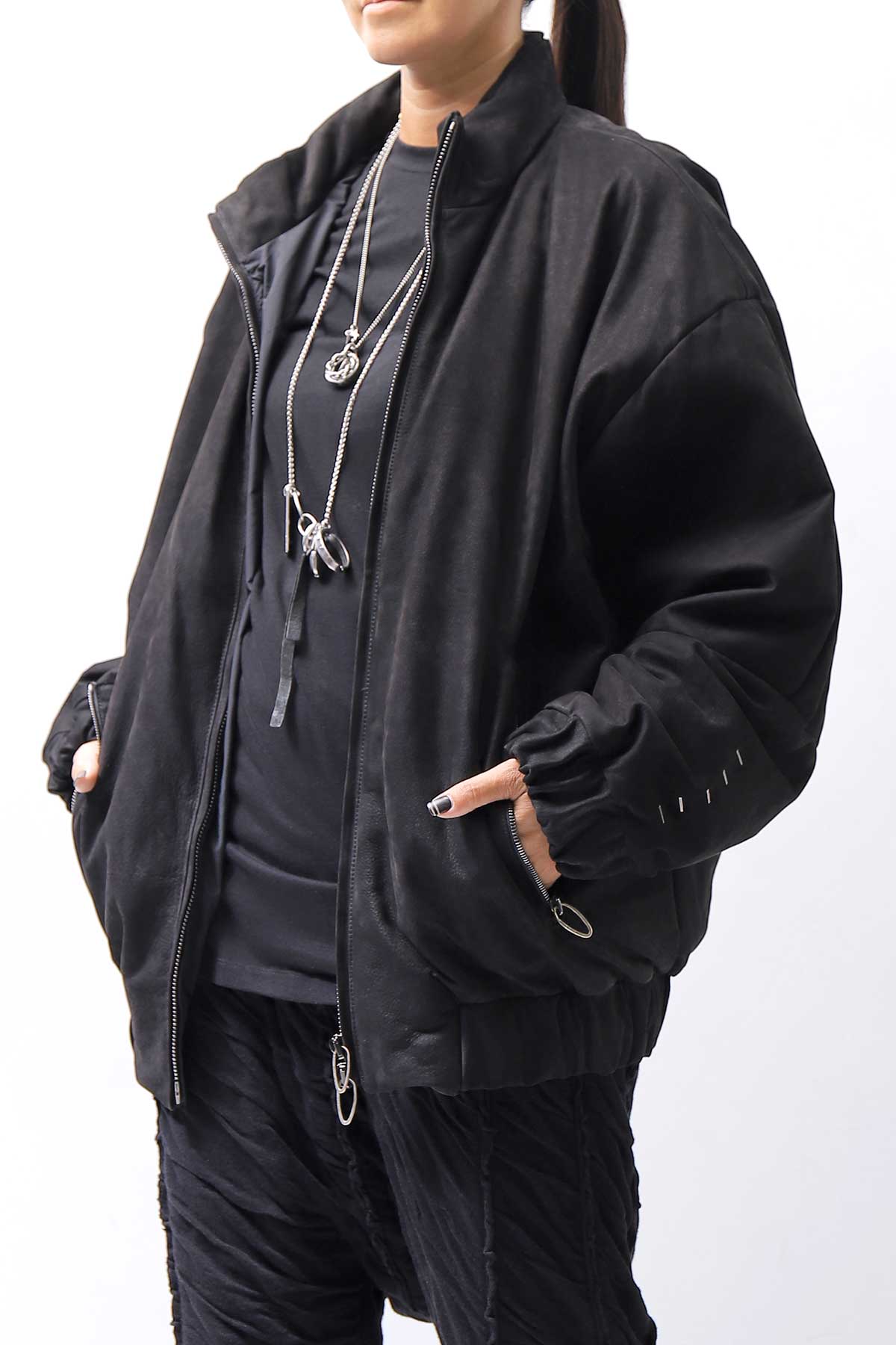 【DANIELE BASTA】 MAT LEATHER BOMBER JACKET DB1298_BLACK