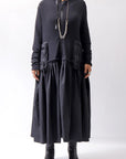 【RUNDHOLZ】 2WAY LIGHT SWEAT&NYLON LONG CARDIGAN DRESS 351 0924_BLACK