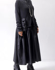 【RUNDHOLZ】 2WAY LIGHT SWEAT&NYLON LONG CARDIGAN DRESS 351 0924_BLACK