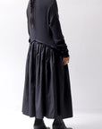 【RUNDHOLZ】 2WAY LIGHT SWEAT&NYLON LONG CARDIGAN DRESS 351 0924_BLACK
