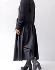 【RUNDHOLZ】 2WAY LIGHT SWEAT&NYLON LONG CARDIGAN DRESS 351 0924_BLACK
