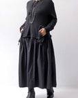 【RUNDHOLZ】 2WAY LIGHT SWEAT&NYLON LONG CARDIGAN DRESS 351 0924_BLACK