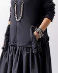 【RUNDHOLZ】 2WAY LIGHT SWEAT&NYLON LONG CARDIGAN DRESS 351 0924_BLACK
