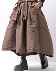 【PLÜ】 SHAPE MEMORY TULIP SKIRT PL6_CHOCOLATE