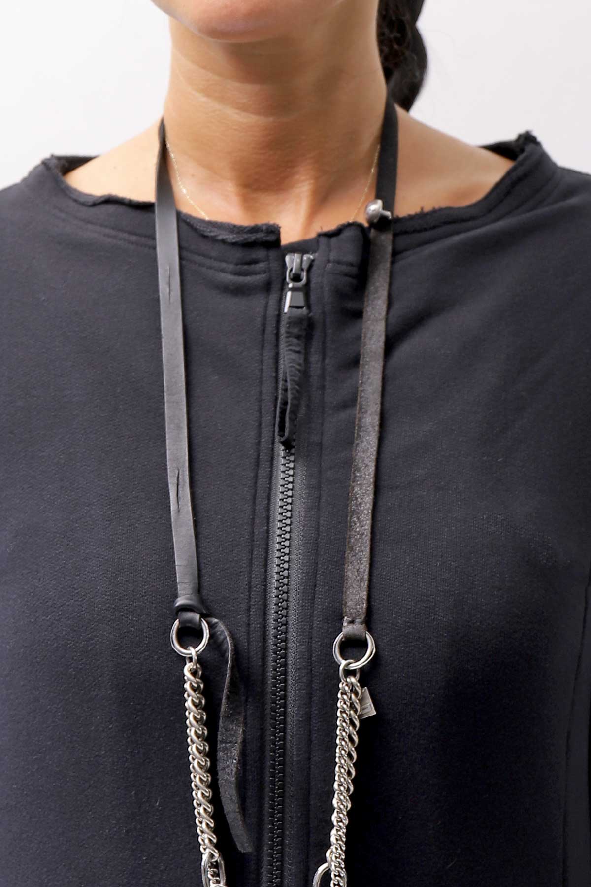 【RUNDHOLZ】 2WAY LIGHT SWEAT&NYLON LONG CARDIGAN DRESS 351 0924_BLACK