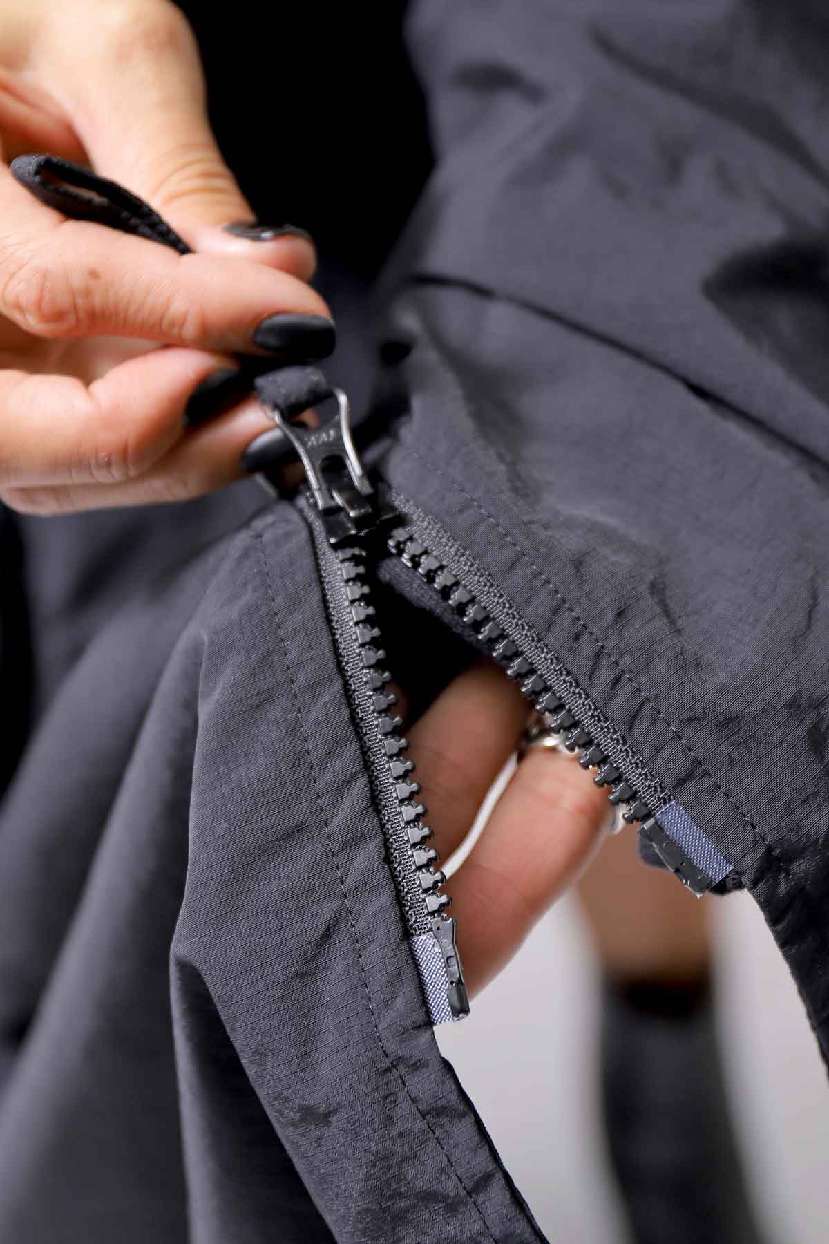 【RUNDHOLZ】 2WAY LIGHT SWEAT&NYLON LONG CARDIGAN DRESS 351 0924_BLACK