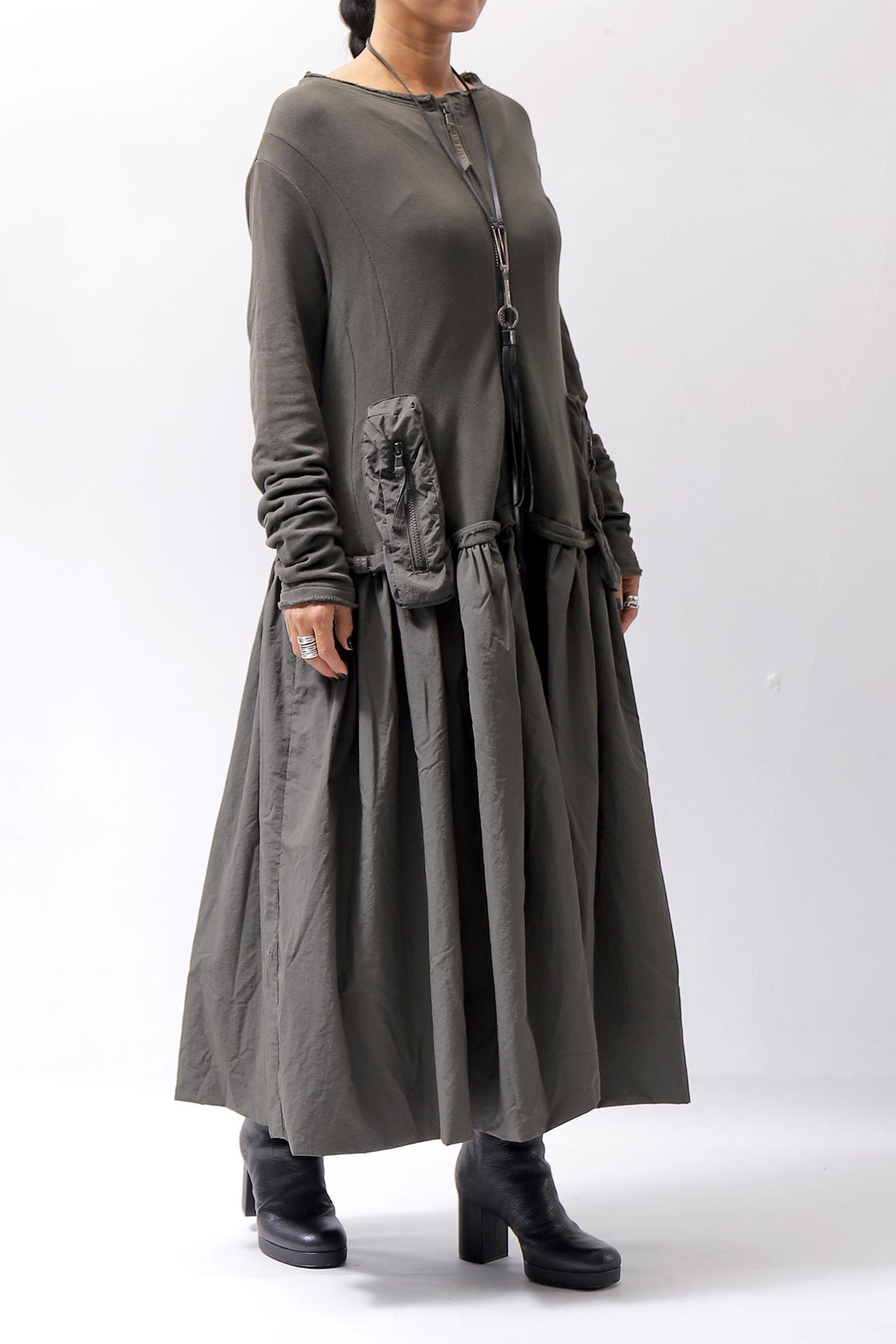 【RUNDHOLZ】 2WAY LIGHT SWEAT&NYLON LONG CARDIGAN DRESS 351 0924_JUNGLE