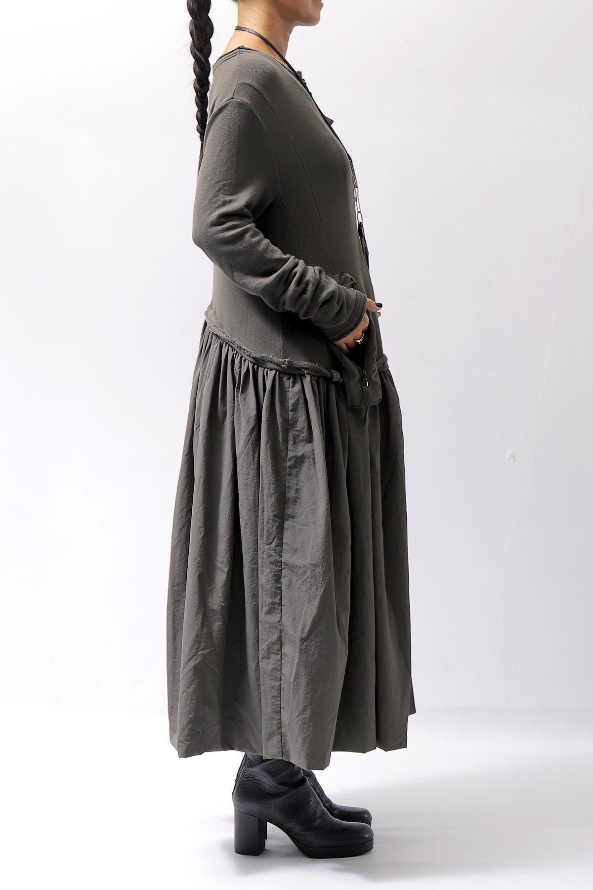 【RUNDHOLZ】 2WAY LIGHT SWEAT&NYLON LONG CARDIGAN DRESS 351 0924_JUNGLE