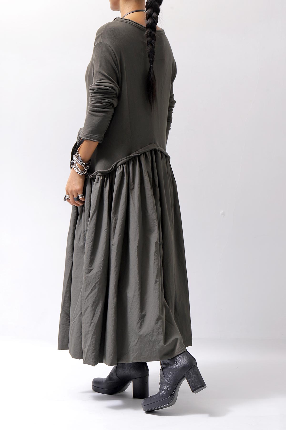 【RUNDHOLZ】 2WAY LIGHT SWEAT&NYLON LONG CARDIGAN DRESS 351 0924_JUNGLE