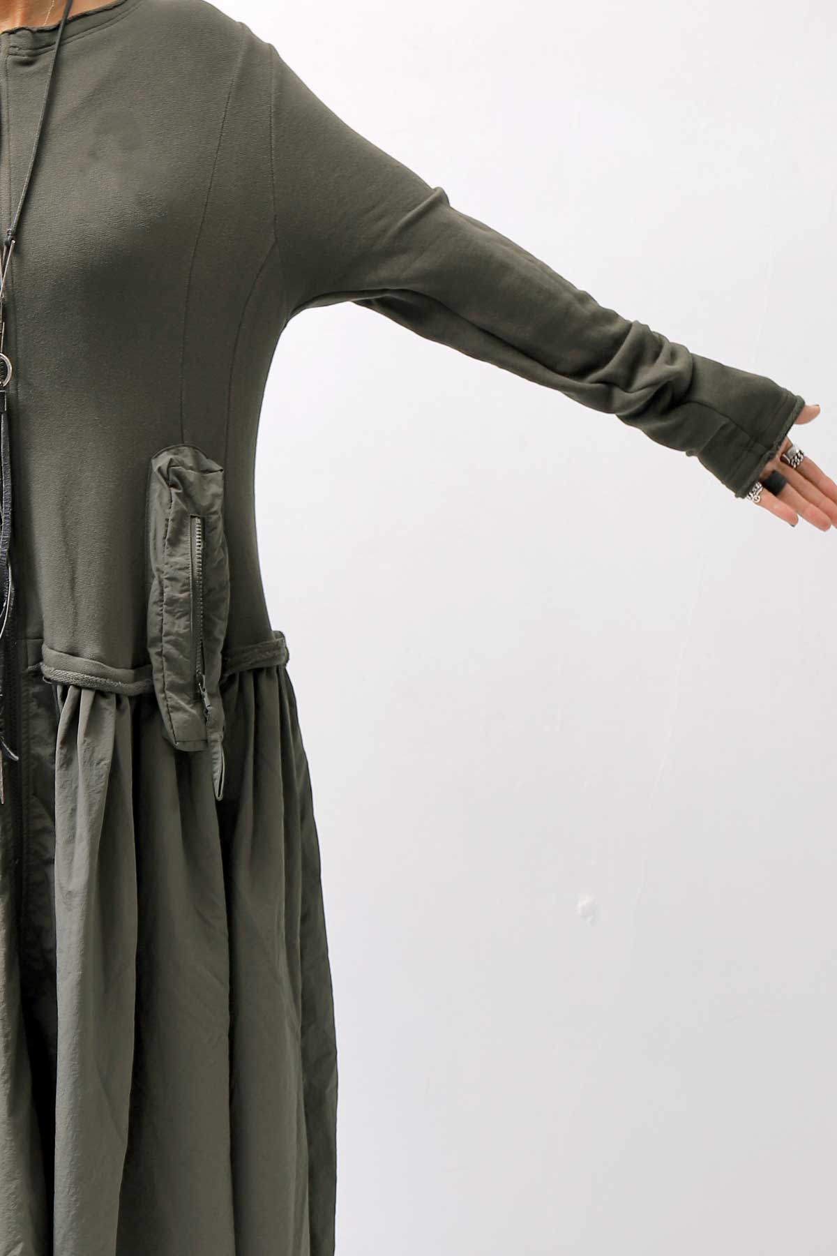 【RUNDHOLZ】 2WAY LIGHT SWEAT&NYLON LONG CARDIGAN DRESS 351 0924_JUNGLE