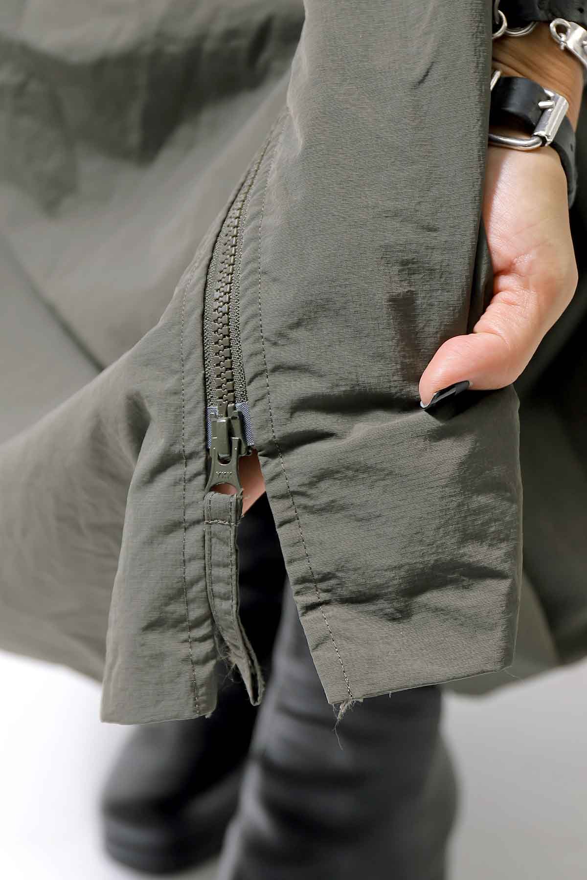 【RUNDHOLZ】 2WAY LIGHT SWEAT&NYLON LONG CARDIGAN DRESS 351 0924_JUNGLE