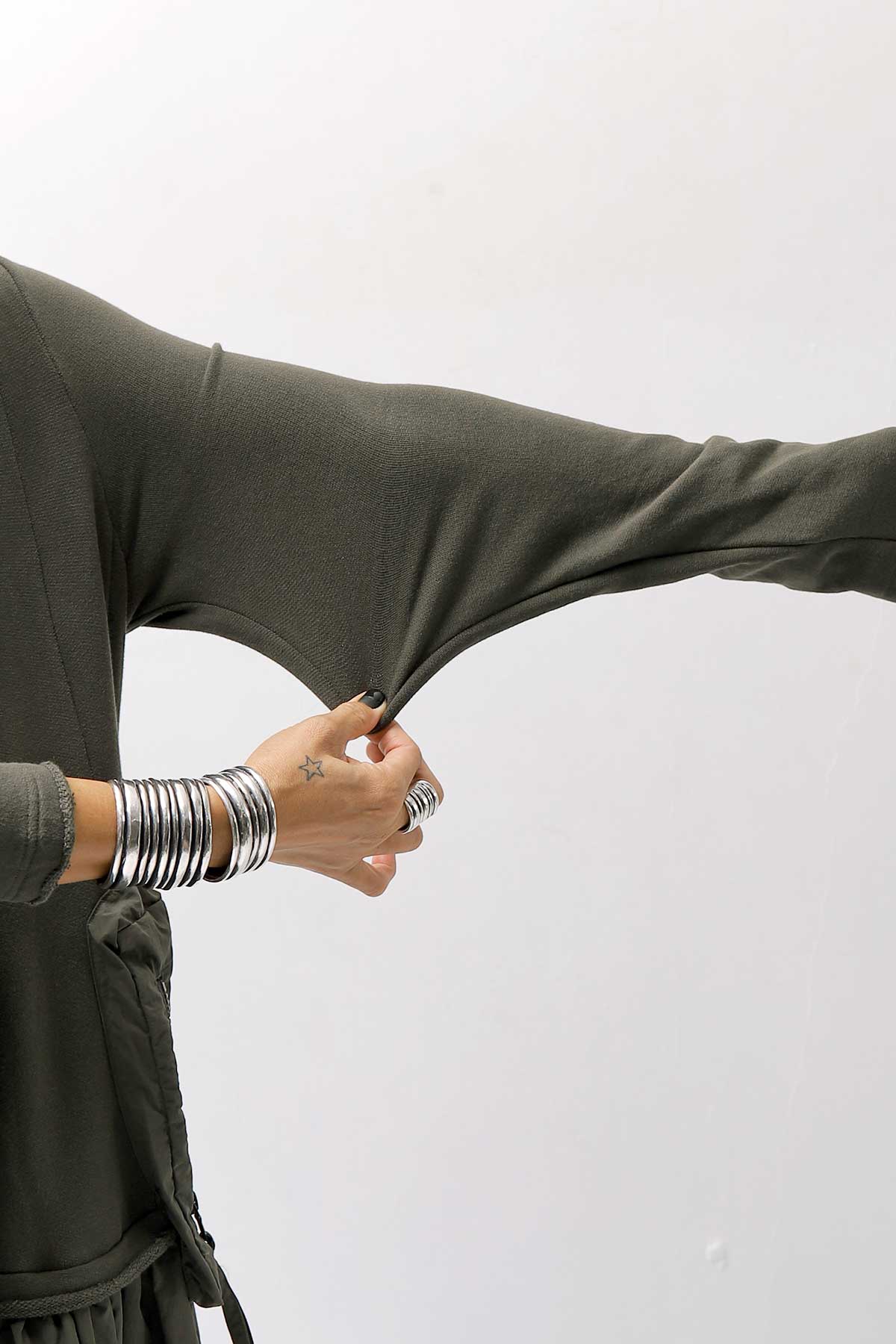 【RUNDHOLZ】 2WAY LIGHT SWEAT&NYLON LONG CARDIGAN DRESS 351 0924_JUNGLE