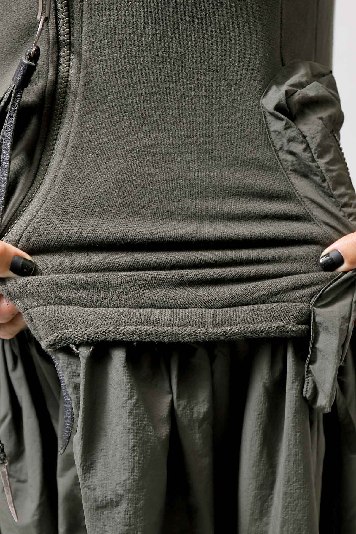 【RUNDHOLZ】 2WAY LIGHT SWEAT&NYLON LONG CARDIGAN DRESS 351 0924_JUNGLE