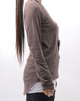 【studio b3】 UNISEX COTTON KNIT ASYMMETRIC HEM TOP SHB2235_TRUFFLE