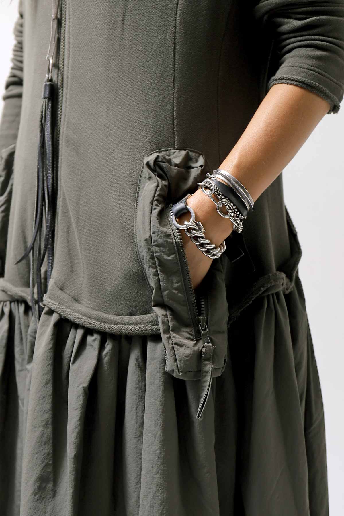 【RUNDHOLZ】 2WAY LIGHT SWEAT&NYLON LONG CARDIGAN DRESS 351 0924_JUNGLE