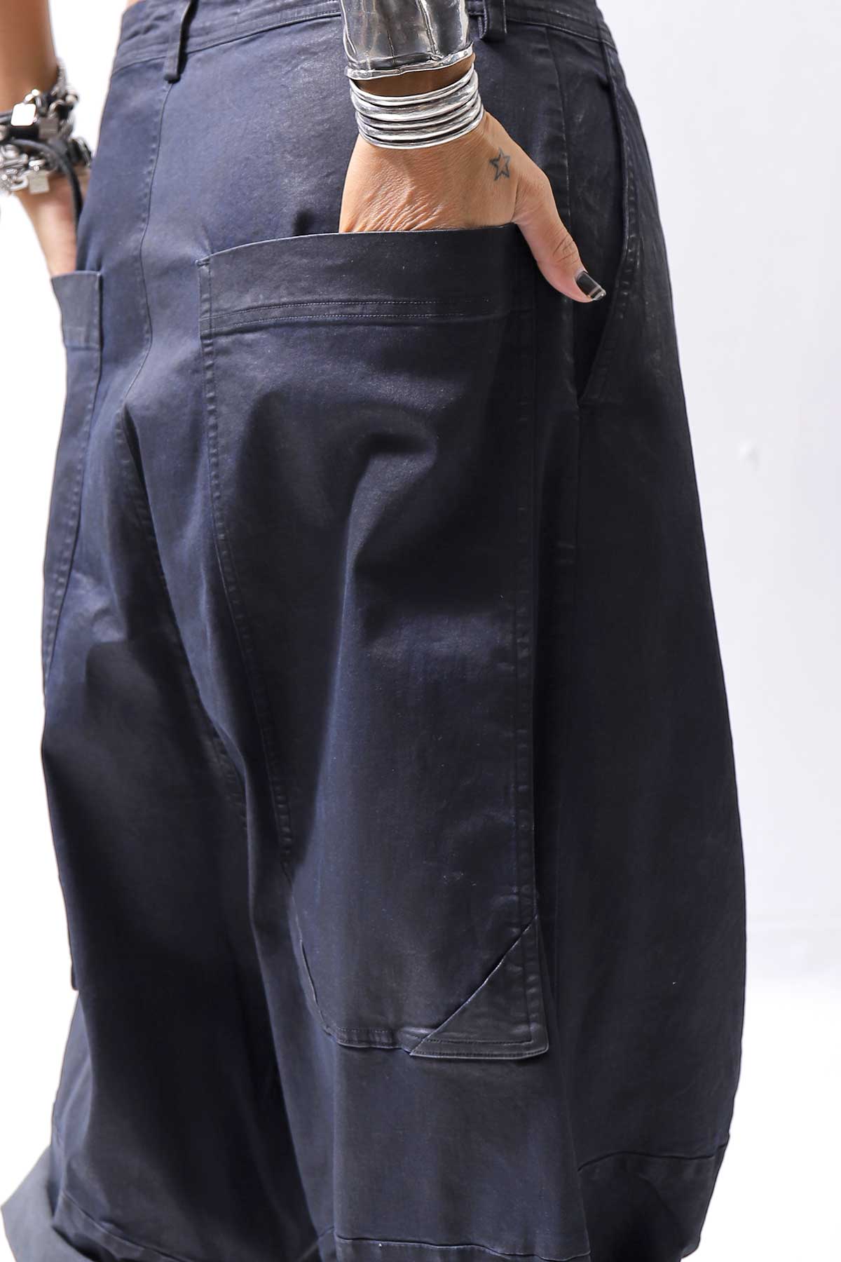【RUNDHOLZ】 DENIM GLOSS WIDE SARRUEL PANTS 206_INDIGO BLACK GLOSS