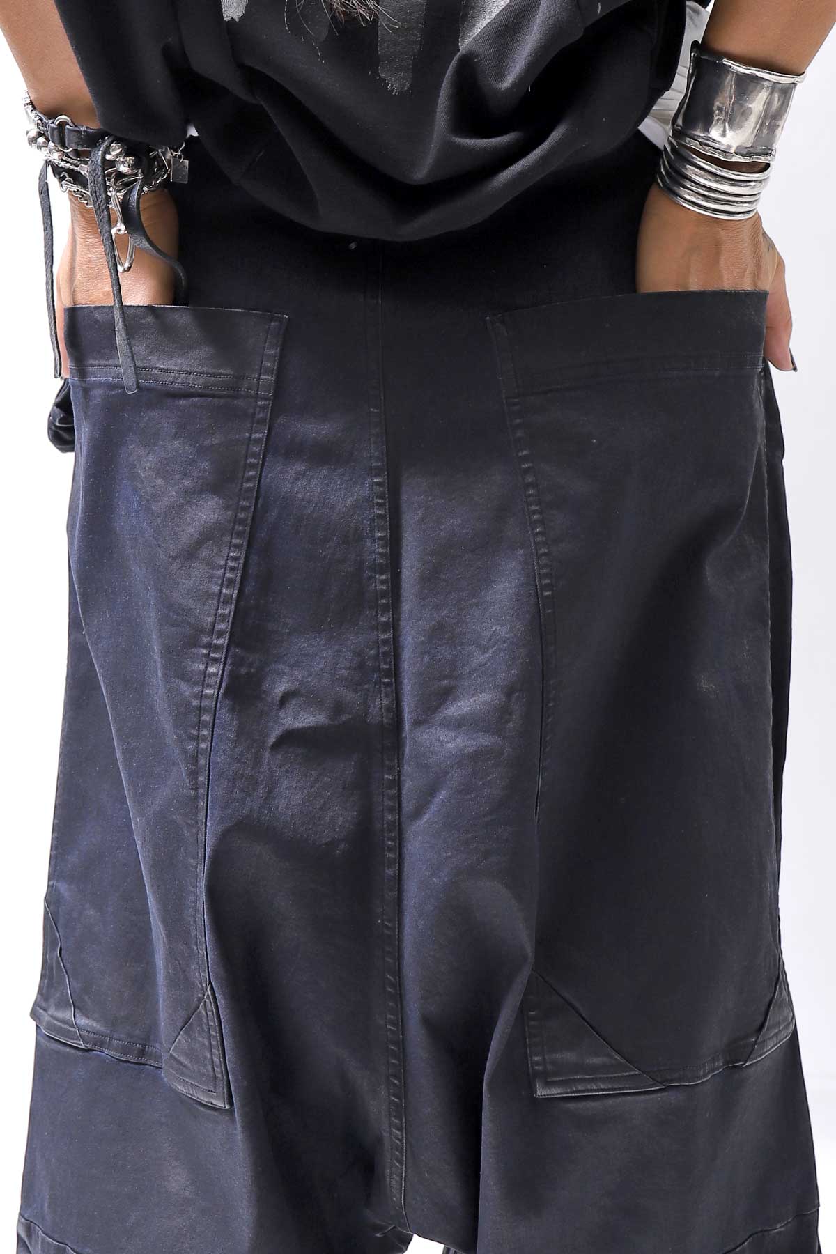 【RUNDHOLZ】 DENIM GLOSS WIDE SARRUEL PANTS 206_INDIGO BLACK GLOSS