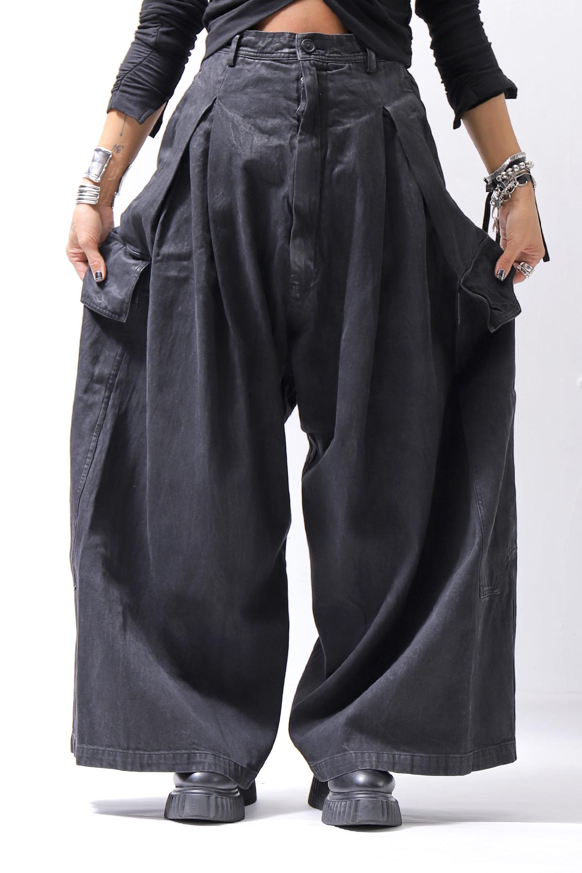 【RUNDHOLZ】 DENIM GLOSS BAGGY PANTS 103_BLACK GLOSS