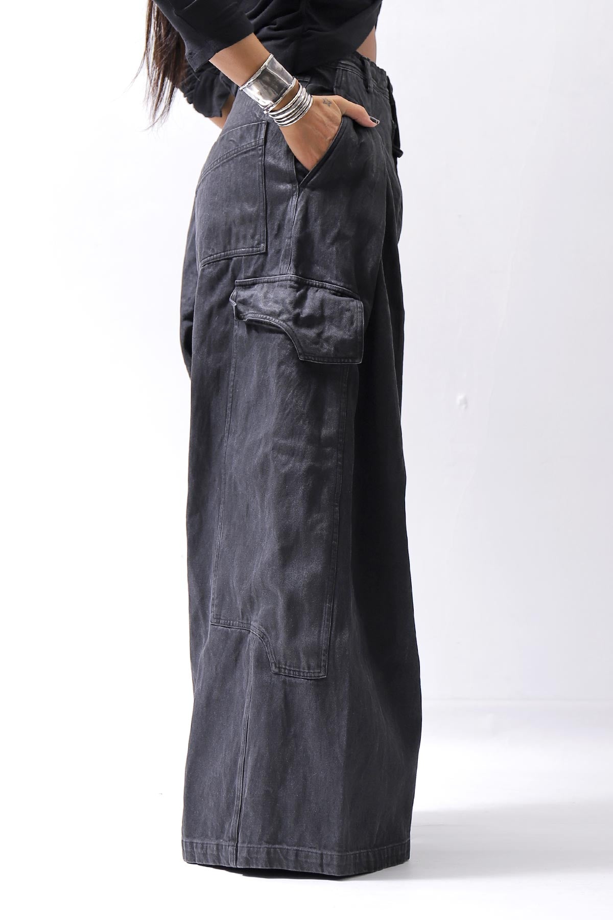 【RUNDHOLZ】 DENIM GLOSS BAGGY PANTS 103_BLACK GLOSS