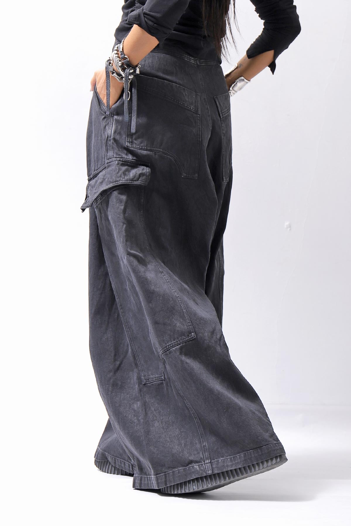 【RUNDHOLZ】 DENIM GLOSS BAGGY PANTS 103_BLACK GLOSS