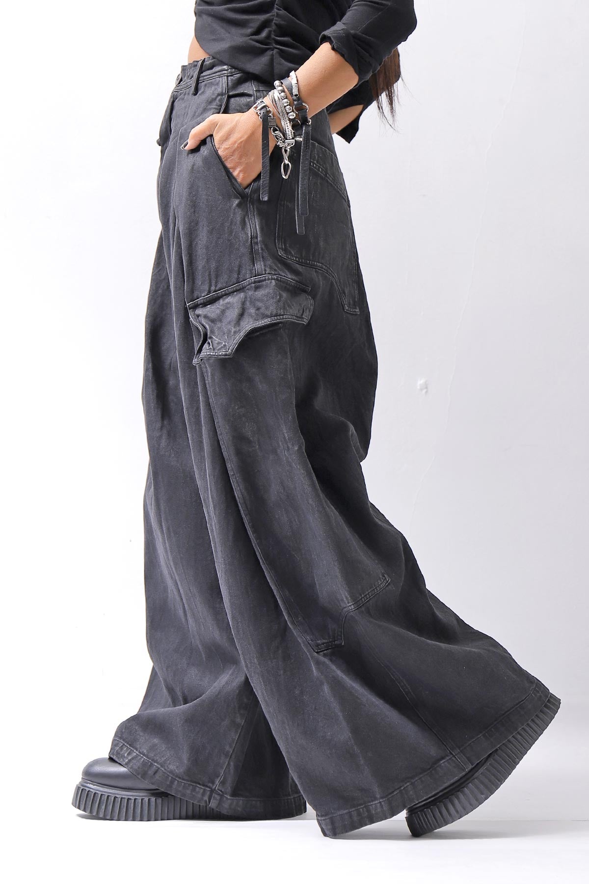 【RUNDHOLZ】 DENIM GLOSS BAGGY PANTS 103_BLACK GLOSS