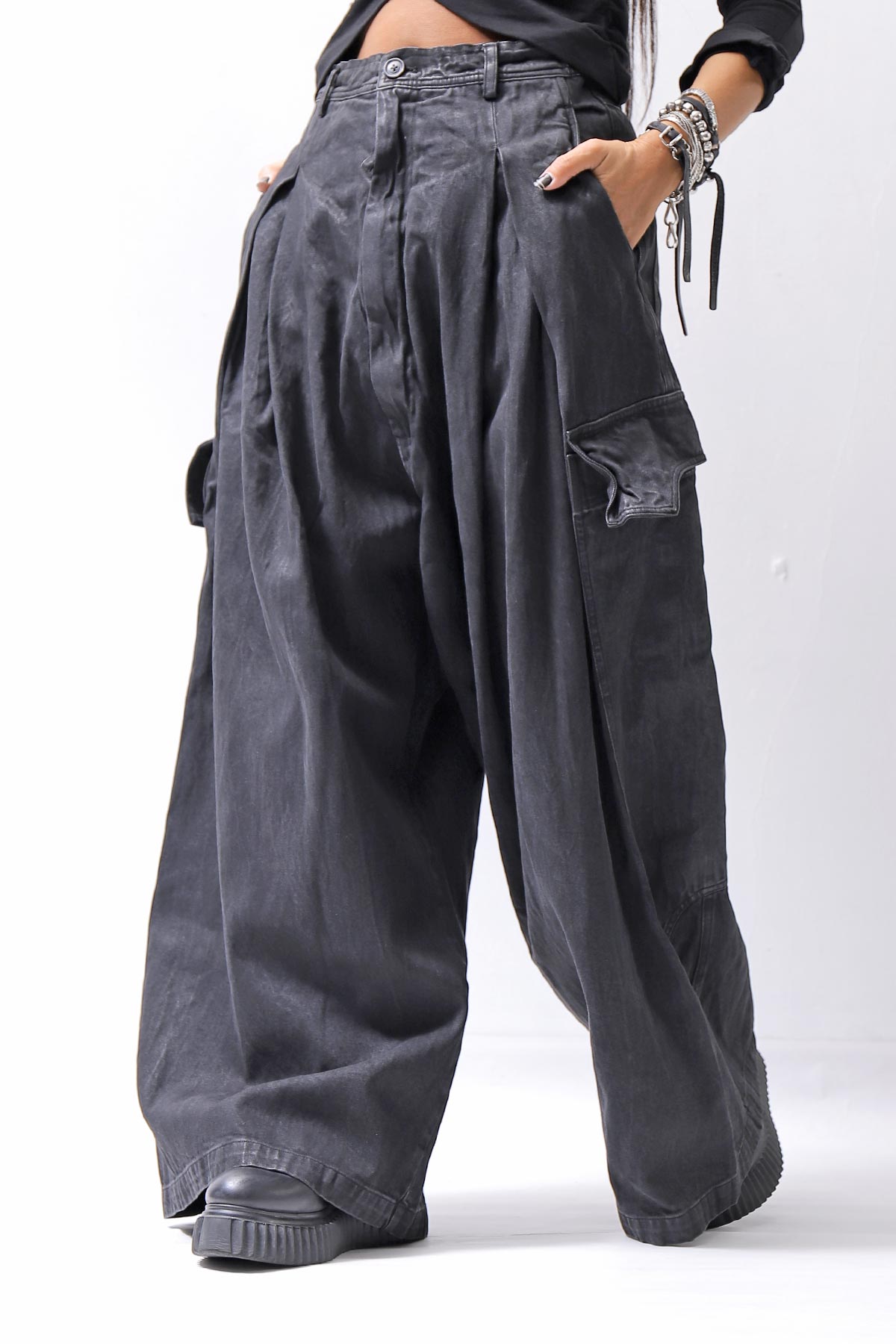 【RUNDHOLZ】 DENIM GLOSS BAGGY PANTS 103_BLACK GLOSS