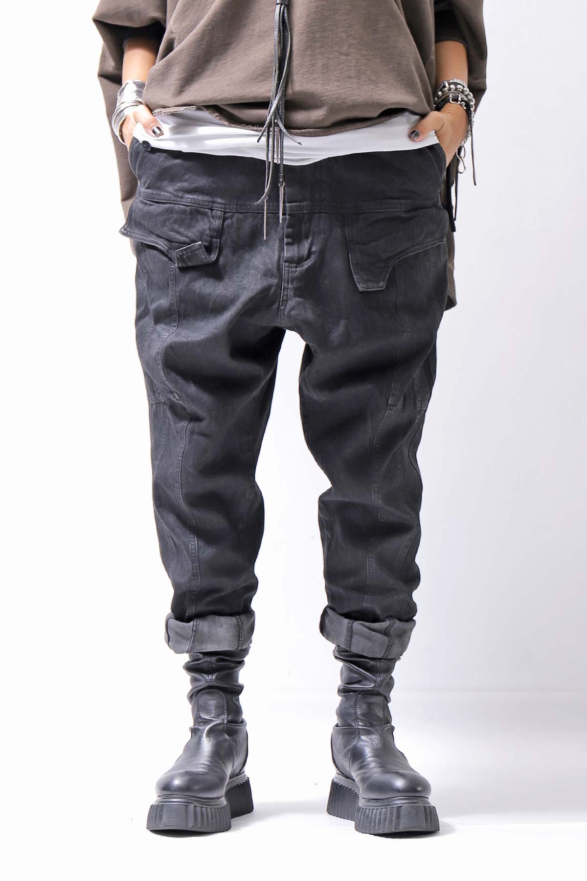 【RUNDHOLZ】 DENIM GLOSS SARRUEL PANTS 103_BLACK GLOSS