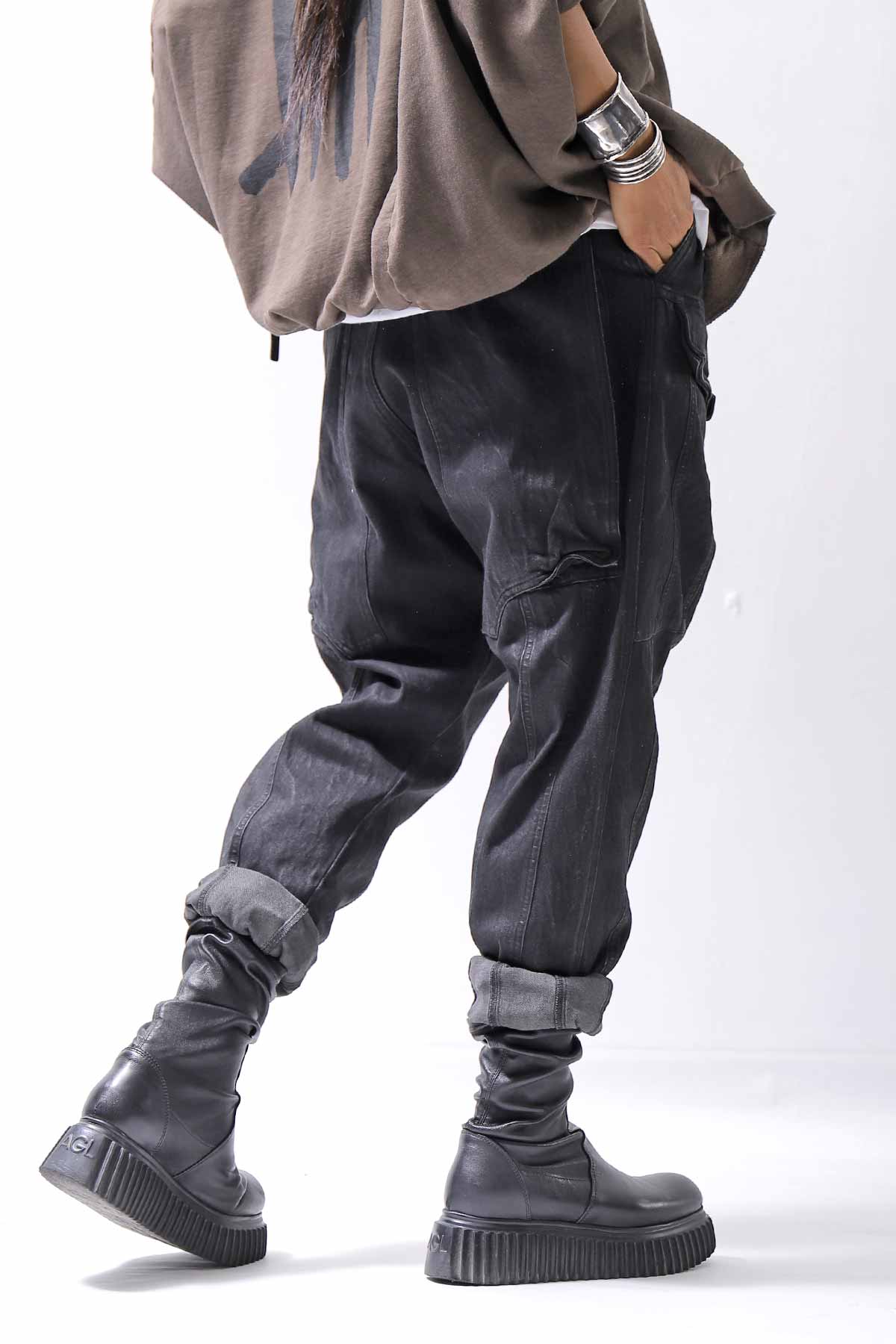 【RUNDHOLZ】 DENIM GLOSS SARRUEL PANTS 103_BLACK GLOSS