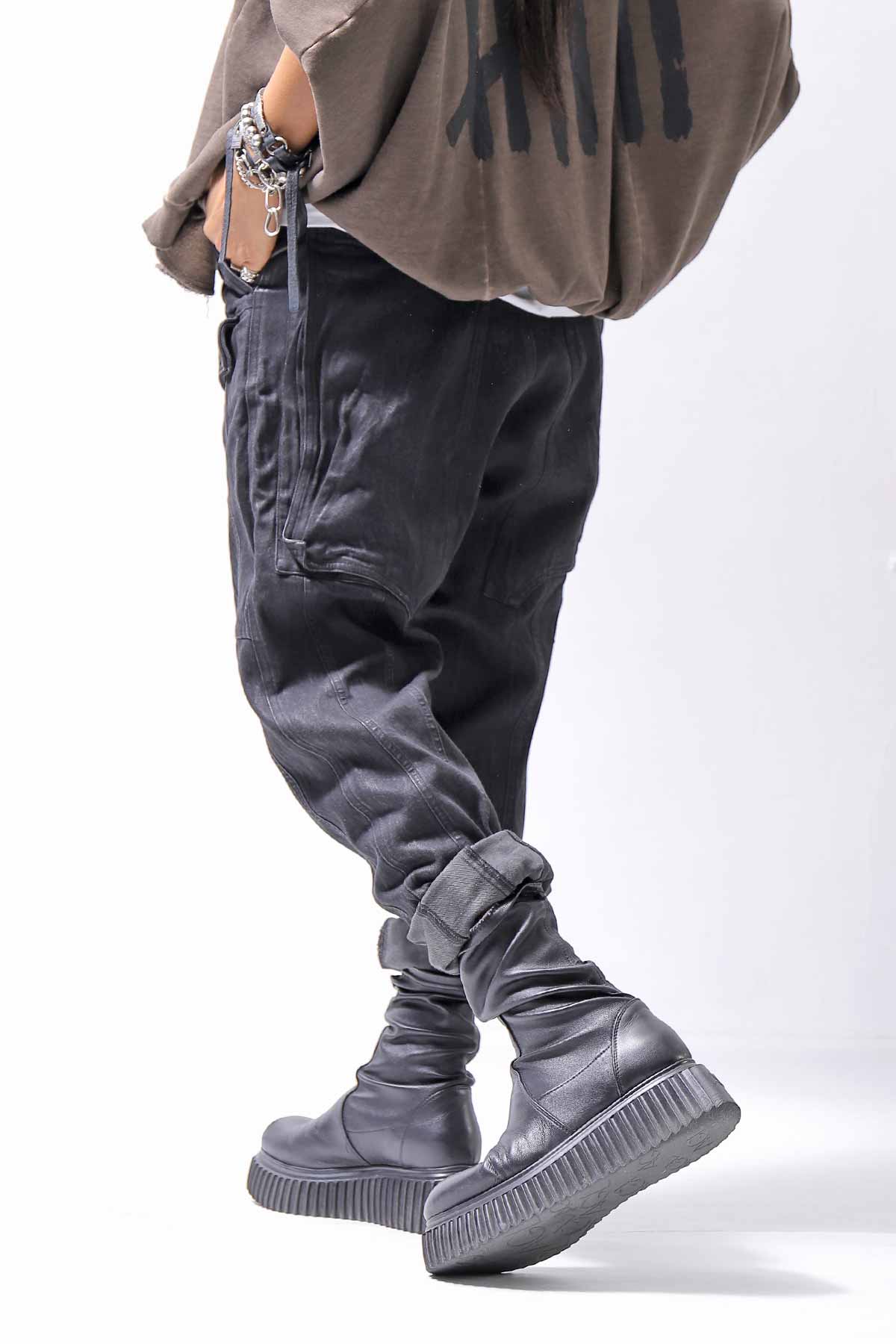 【RUNDHOLZ】 DENIM GLOSS SARRUEL PANTS 103_BLACK GLOSS