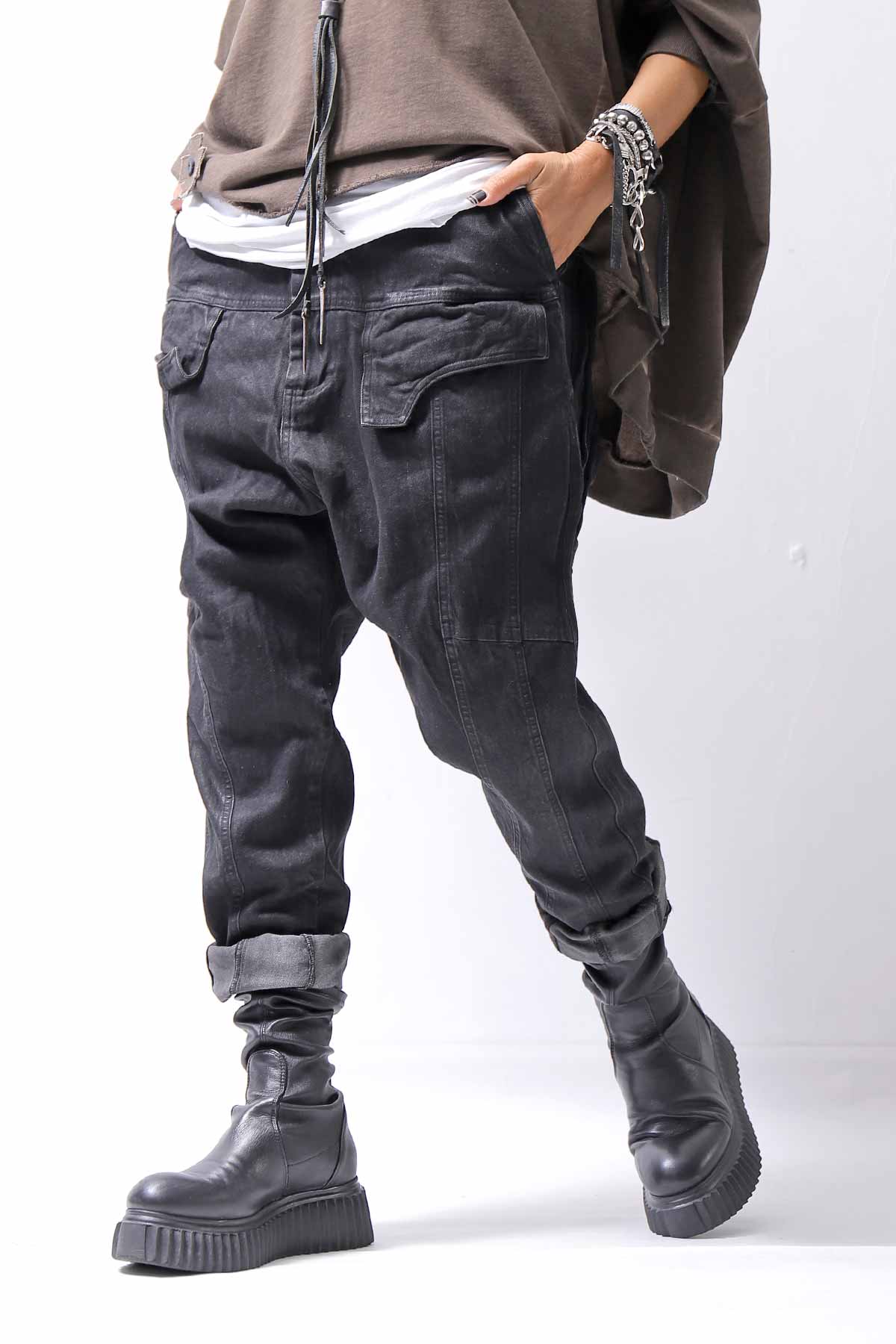 【RUNDHOLZ】 DENIM GLOSS SARRUEL PANTS 103_BLACK GLOSS