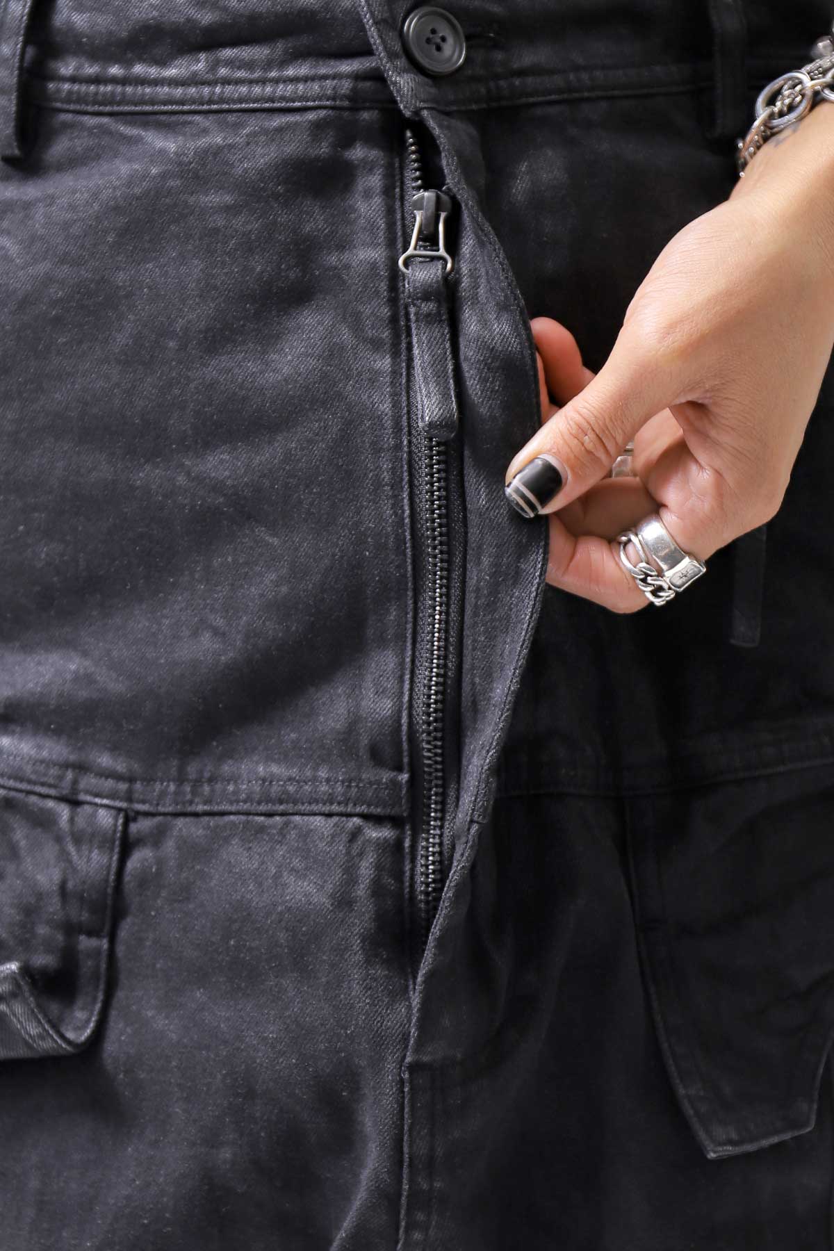 【RUNDHOLZ】 DENIM GLOSS SARRUEL PANTS 103_BLACK GLOSS