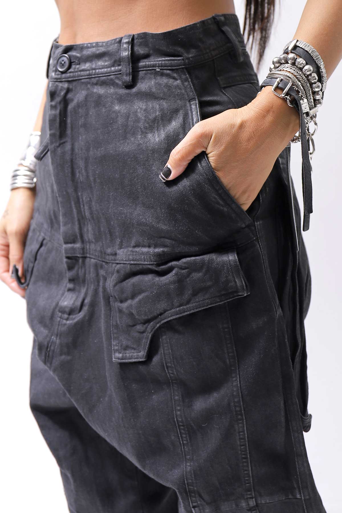 【RUNDHOLZ】 DENIM GLOSS SARRUEL PANTS 103_BLACK GLOSS