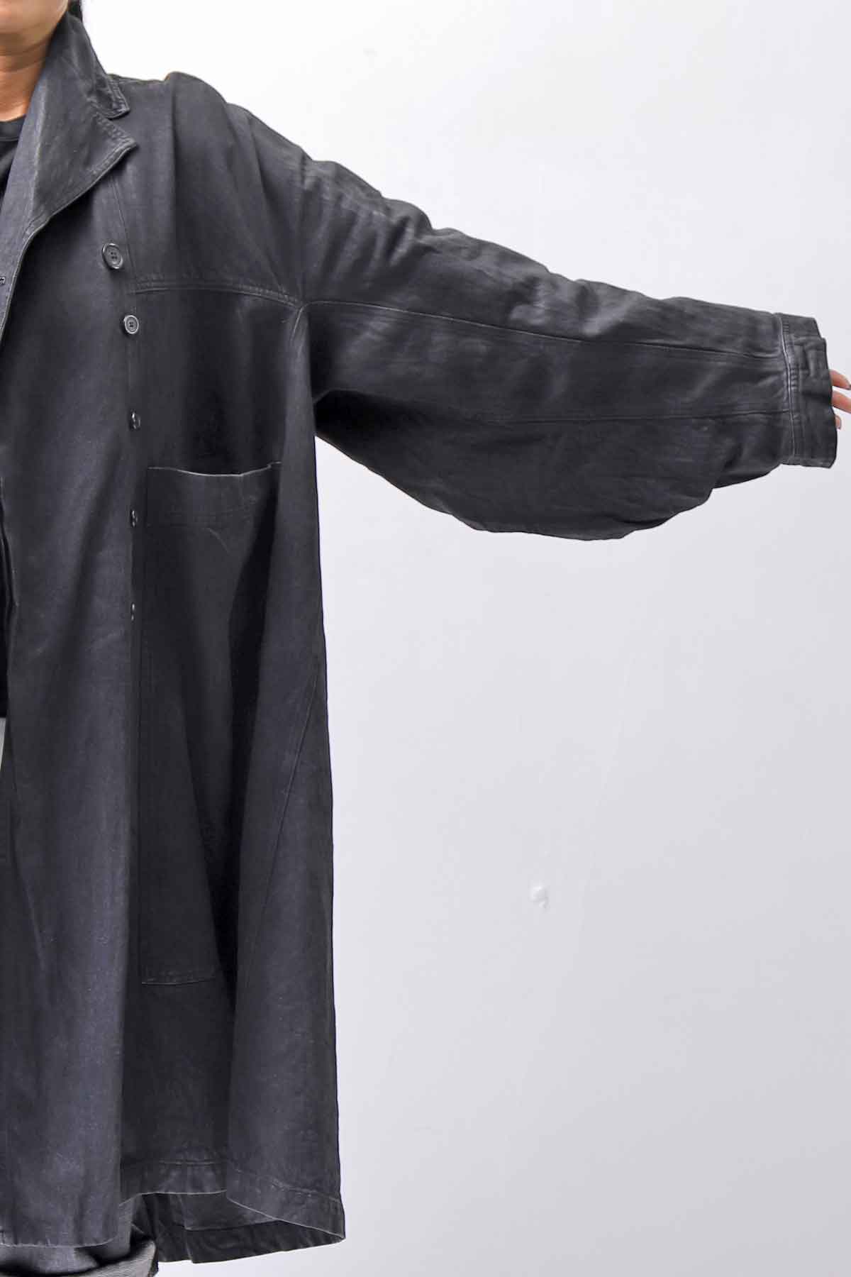 【RUNDHOLZ】 DENIM GLOSS OVERSIZED LIGHT COAT 103_BLACK GLOSS