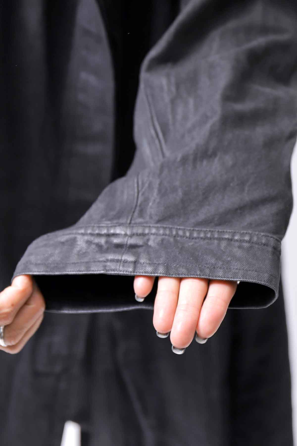 【RUNDHOLZ】 DENIM GLOSS OVERSIZED LIGHT COAT 103_BLACK GLOSS
