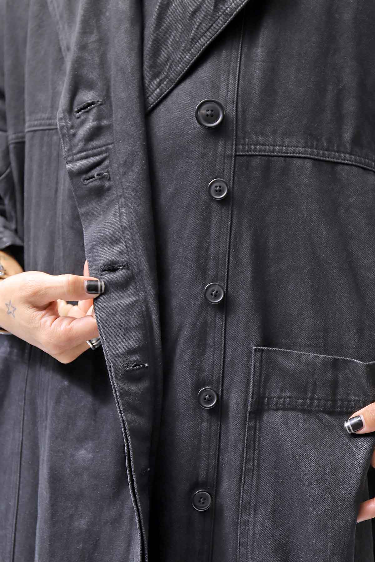 【RUNDHOLZ】 DENIM GLOSS OVERSIZED LIGHT COAT 103_BLACK GLOSS