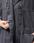 【RUNDHOLZ】 DENIM GLOSS OVERSIZED LIGHT COAT 103_BLACK GLOSS