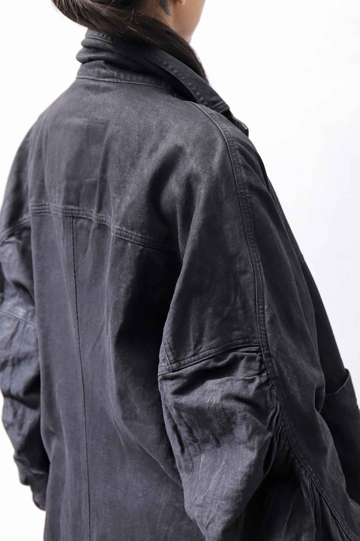 【RUNDHOLZ】 DENIM GLOSS OVERSIZED LIGHT COAT 103_BLACK GLOSS