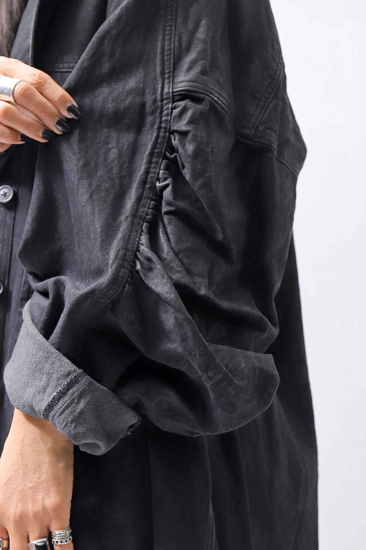 【RUNDHOLZ】 DENIM GLOSS OVERSIZED LIGHT COAT 103_BLACK GLOSS