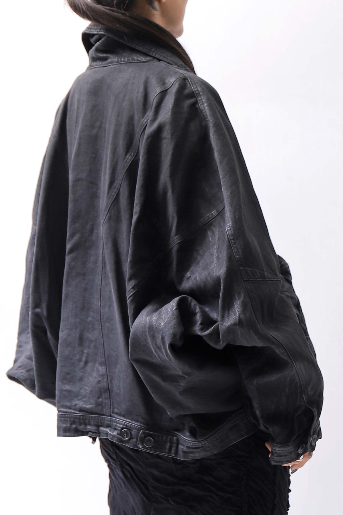 【RUNDHOLZ】 DENIM GLOSS DOLMAN SLEEVE JACKET 103_BLACK GLOSS