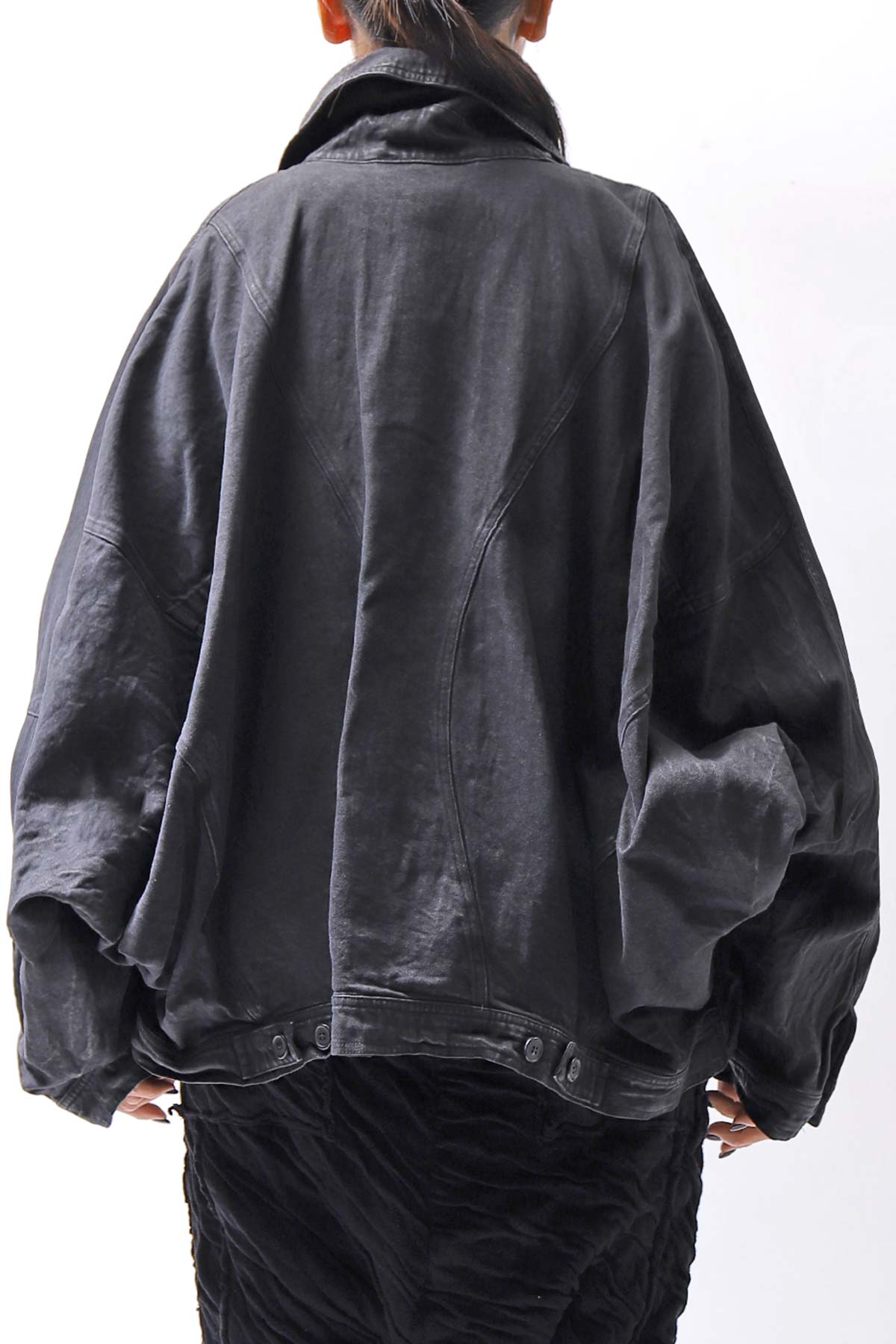 【RUNDHOLZ】 DENIM GLOSS DOLMAN SLEEVE JACKET 103_BLACK GLOSS