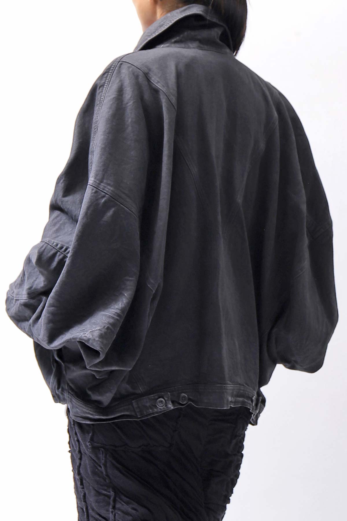 【RUNDHOLZ】 DENIM GLOSS DOLMAN SLEEVE JACKET 103_BLACK GLOSS