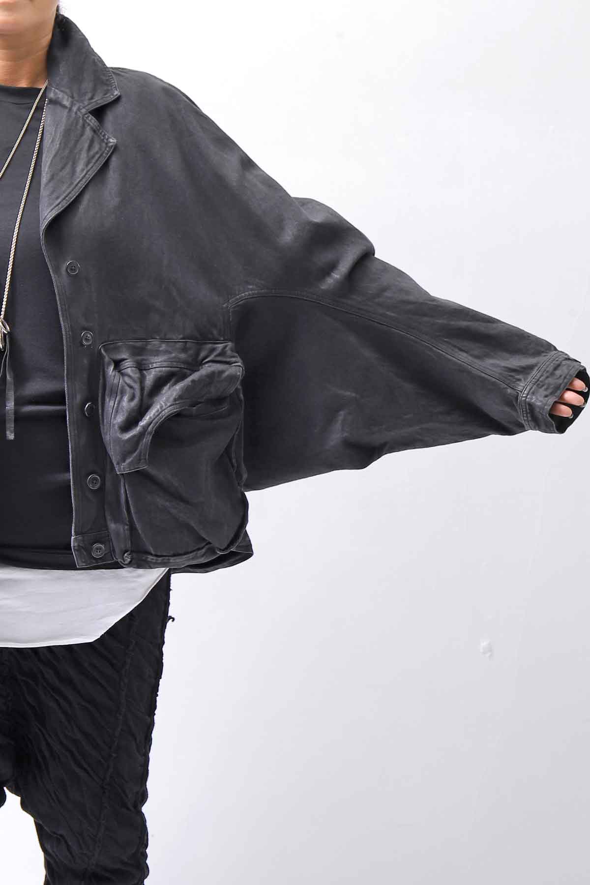 【RUNDHOLZ】 DENIM GLOSS DOLMAN SLEEVE JACKET 103_BLACK GLOSS