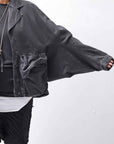 【RUNDHOLZ】 DENIM GLOSS DOLMAN SLEEVE JACKET 103_BLACK GLOSS