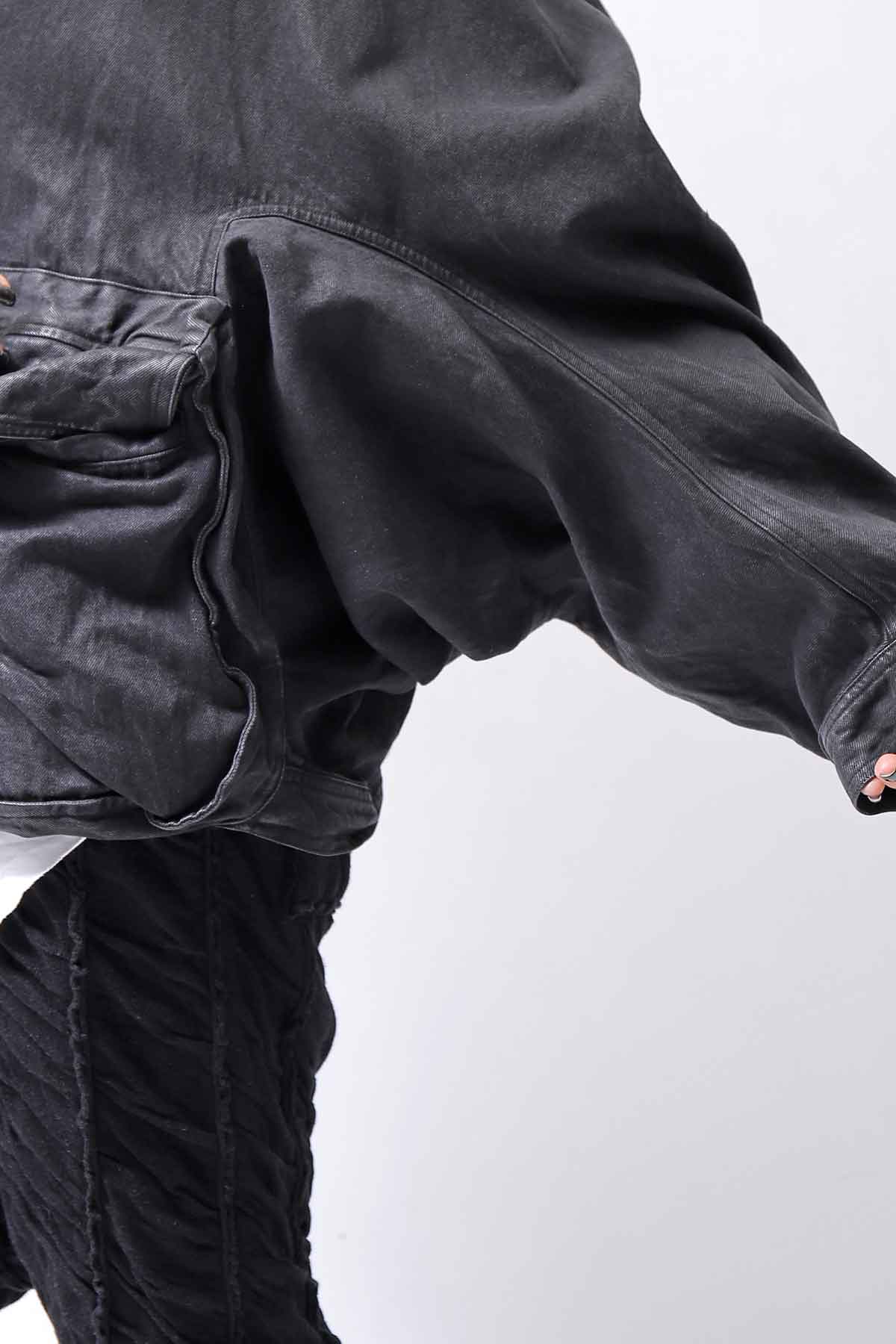 【RUNDHOLZ】 DENIM GLOSS DOLMAN SLEEVE JACKET 103_BLACK GLOSS