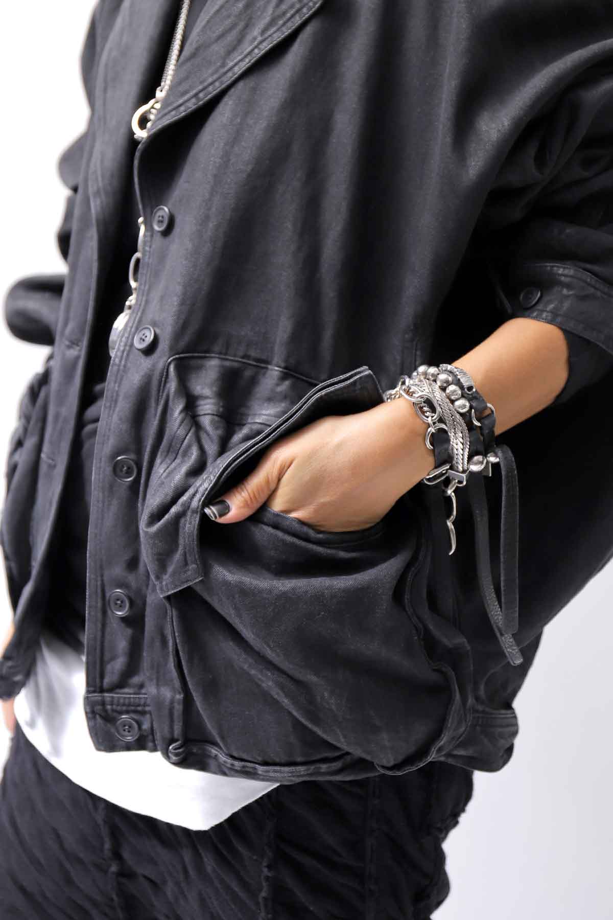 【RUNDHOLZ】 DENIM GLOSS DOLMAN SLEEVE JACKET 103_BLACK GLOSS